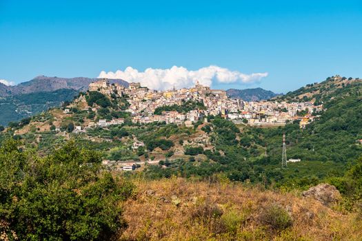 Panoramic view of Castiglione di Sicilia from Cuba di Santa Domenica, Italy