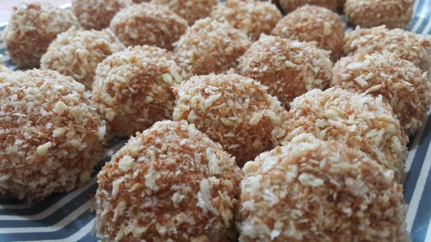 Closeup view of fried pizza bomb or pizza balls. Pizza bombs are delicious and tasty altered form of pizza.