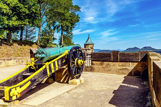 Old cannon in the Königstein fortress in Saxony Switzerland, Germany.