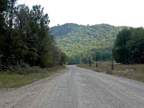 The Beloretsky tract. Nature is in the way of the Beloretsky tract. Roads and landscape.