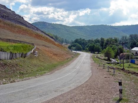 The Beloretsky tract. Nature is in the way of the Beloretsky tract. Roads and landscape.