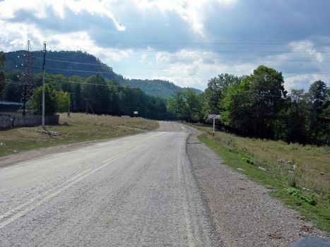 The Beloretsky tract. Nature is in the way of the Beloretsky tract. Roads and landscape.