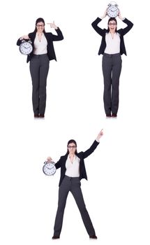 Businesswoman with clock in time management concept