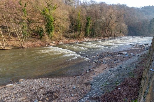 Renatured river course of the glan in Meisenheim, Germany