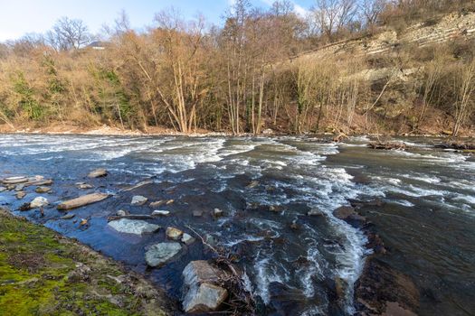 Renatured river course of the glan in Meisenheim, Germany