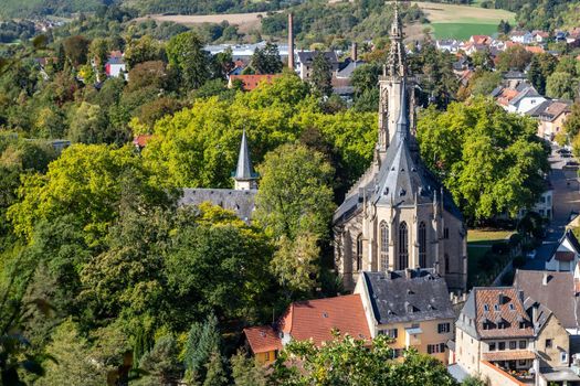 High angle view at the Schlosskirche in Meisenheim