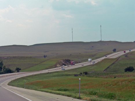 An Interstate route cuts through the Flint Hills in Kansas