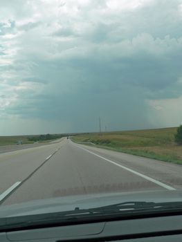A thunderstorm in the distance in the Kansas Great Plains