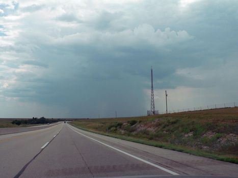 A thunderstorm in the distance in the Kansas Great Plains
