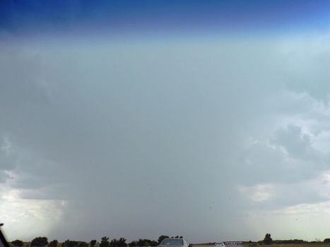 A thunderstorm in the distance in the Kansas Great Plains