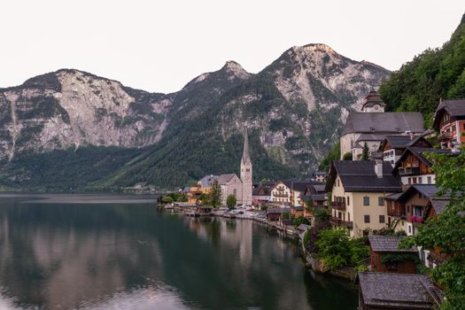 Hallstatt village on Hallstatter lake in Austrian Alps Austria Europe