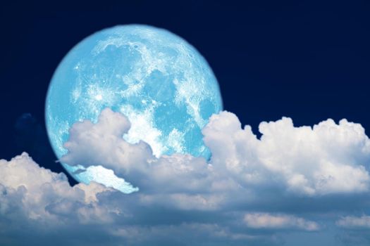 Super blue moon and white silhouette cloud sky in the night sky, Elements of this image furnished by NASA