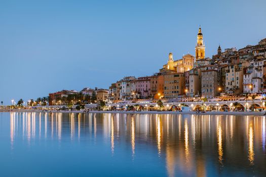 Menton France,Cote d Azur France, View on old part of Menton, Provence-Alpes-Cote d'Azur, France Europe