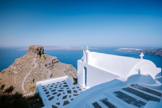 View of the island and whitewashed village of Santorini, Greece Europe