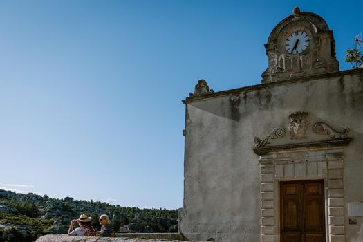 Les Baux de Provence France, old historical town village build on a hill in the Provence, Les Baux de Provence village on the rock formation and its castle. France, Europe