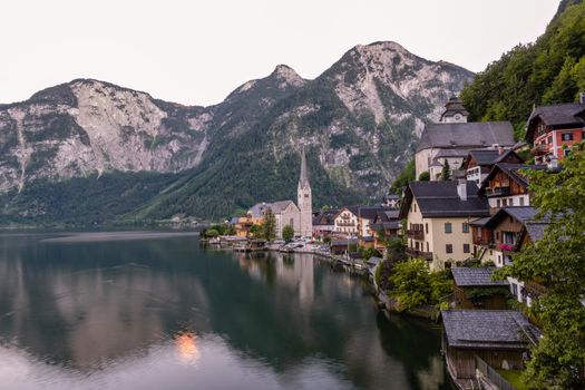 Hallstatt village on Hallstatter lake in Austrian Alps Austria Europe