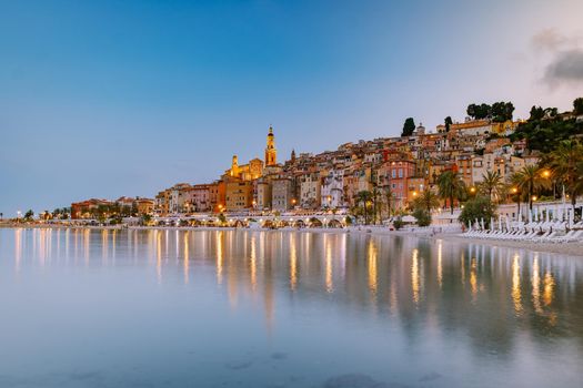 Menton France,Cote d Azur France, View on old part of Menton, Provence-Alpes-Cote d'Azur, France Europe