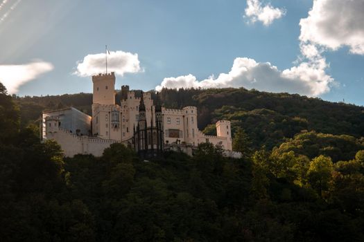 Romantic castles near Koblenz alongside the rhine rhein river germany, Stolzenfels Castle at Rhine Valley near Koblenz