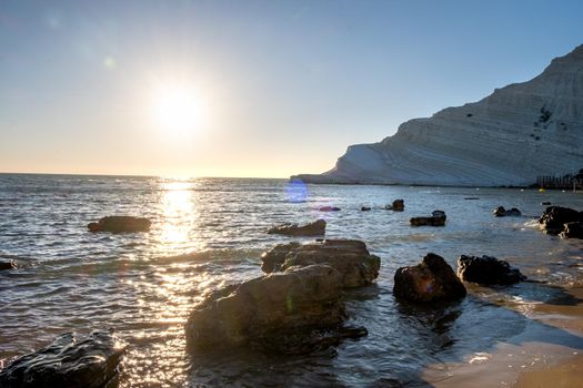 Scala dei Turchi Stair of the Turks, Sicily Italy, Scala dei Turchi. A rocky cliff on the coast of Realmonte, near Porto Empedocle, southern Sicily, Italy. Europe