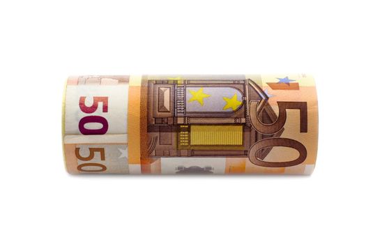 Monetary denominations advantage 50 euros, white background