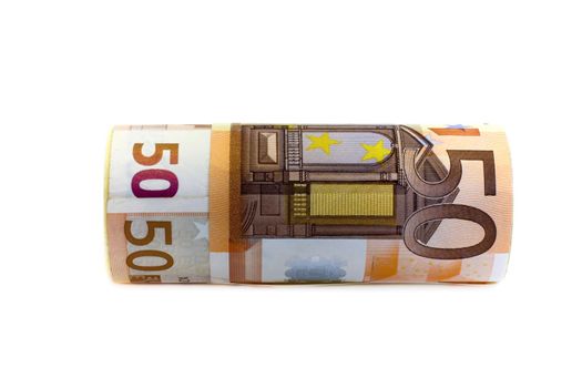 Monetary denominations advantage 50 euros, white background