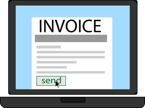 Invoice blank in a notebook screen payment conceptual vector icon isolated on a white background