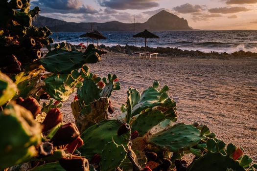 San Vito Lo Capo Sicily, San Vito lo Capo beach and Monte Monaco in background, north-western Sicily. High quality photo