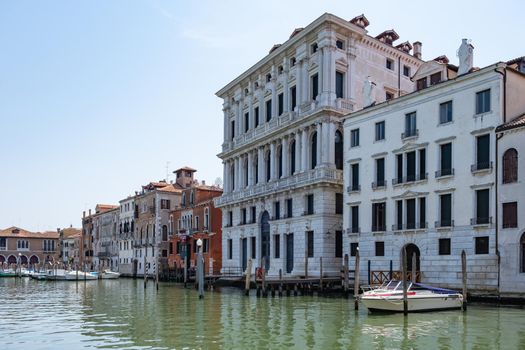 Beautiful venetian street in summer day, Italy. Venice Europe