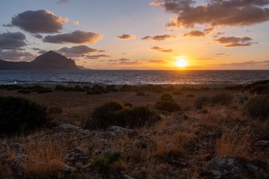 San Vito Lo Capo Sicily, San Vito lo Capo beach and Monte Monaco in background, north-western Sicily. High quality photo