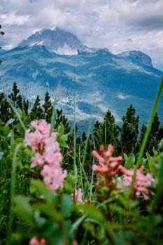 hiking in the Italian Dolomites,Beautiful Lake Sorapis Lago di Sorapis in Dolomites, popular travel destination in Italy. Europe