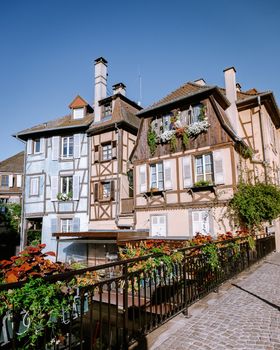 Colmar, Alsace, France. Petite Venice, water canal and traditional half timbered houses. Colmar is a charming town in Alsace, France. Beautiful view of colorful romantic city Colmar