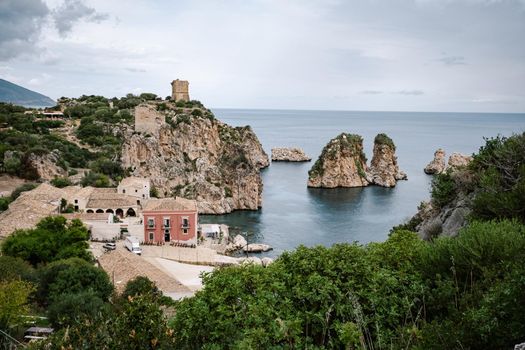 Scopello Beach in Sicily Italy Europe during summer