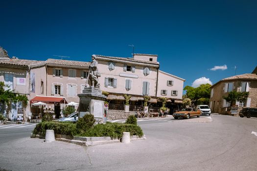 View of Gordes, a small medieval town in Provence, France June 2020 . A view of the ledges of the roof of this beautiful village and landscape. Europe