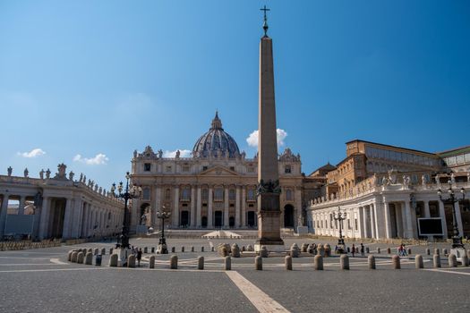 St. Peter's Basilica in the morning from Via della Conciliazione in Rome. Vatican City Rome Italy. Rome architecture and landmark. St. Peter's cathedral in Rome. 