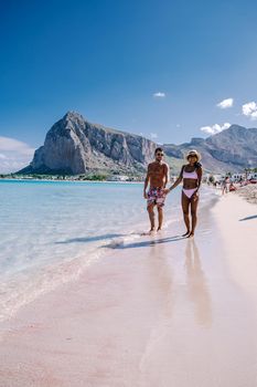 San Vito Lo Capo Sicily, San Vito lo Capo beach and Monte Monaco in background, north-western Sicily. High quality photo