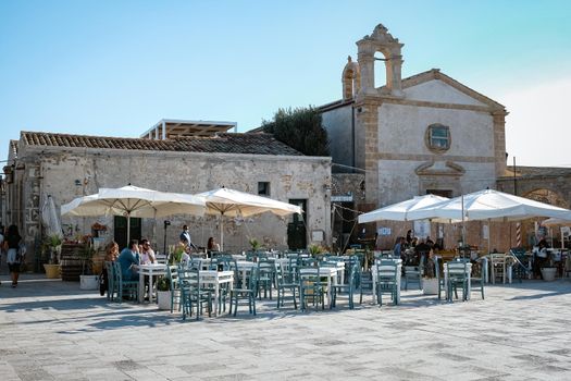 Syracuse Sicily October 2020, The picturesque village of Marzamemi, in the province of Syracuse, Sicily Italy