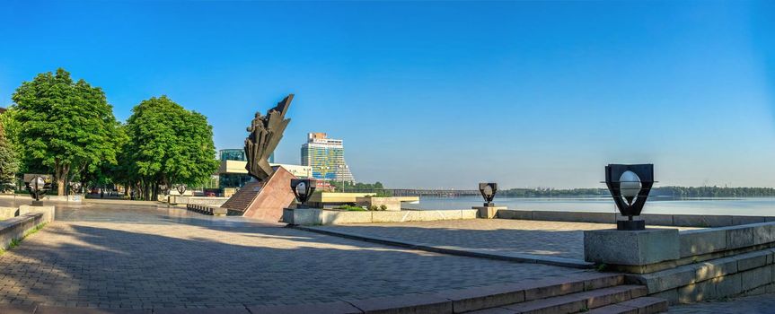 Dnipro, Ukraine 07.18.2020. Monument to the Fallen Afghan Warriors on the Dnipro embankment in Ukraine on a sunny summer day