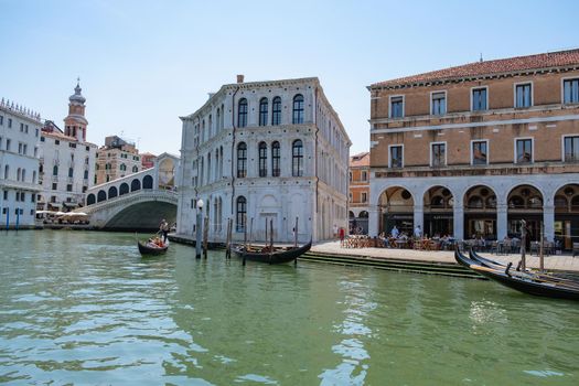 Beautiful venetian street in summer day, Italy. Venice Europe