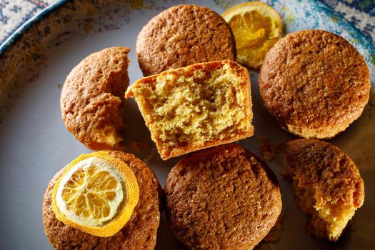 Fresh cupcakes on a plate.