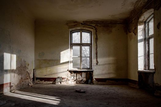 Empty destroyed room in an old palace