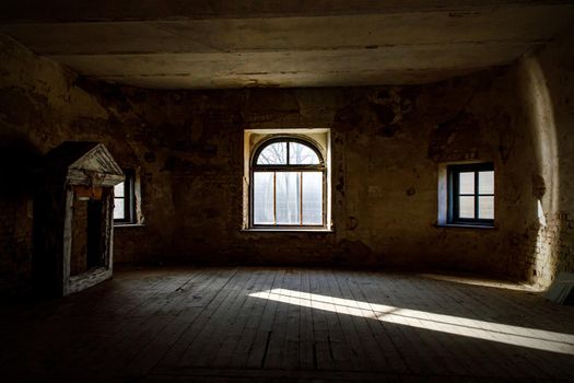 Empty destroyed room in an old palace