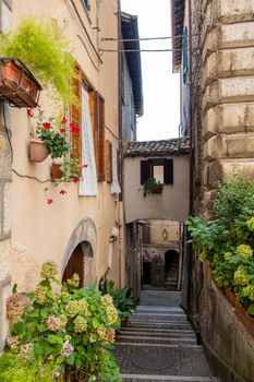 Overview of Fiuggi in Italy, Scenic sight in Fiuggi, province of Frosinone, Lazio, central Italy. Europe September 2020