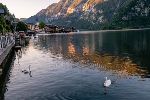 Hallstatt village on Hallstatter lake in Austrian Alps Austria Europe