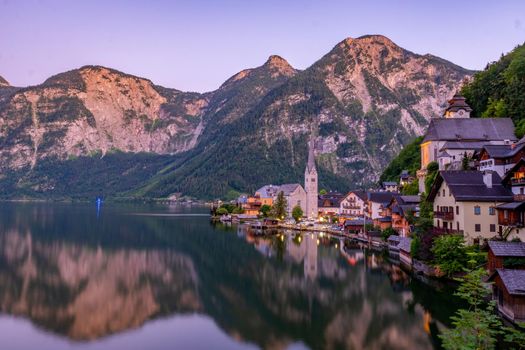 Hallstatt village on Hallstatter lake in Austrian Alps Austria Europe