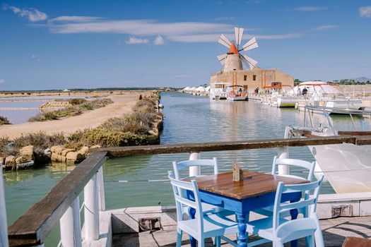 Salt Pans near Marsala at Sicily, Italy in Europe