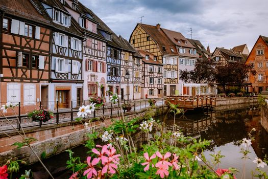 Colmar, Alsace, France. Petite Venice, water canal and traditional half timbered houses. Colmar is a charming town in Alsace, France. Beautiful view of colorful romantic city Colmar