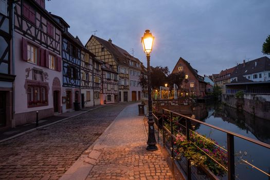 Colmar, Alsace, France. Petite Venice, water canal and traditional half timbered houses. Colmar is a charming town in Alsace, France. Beautiful view of colorful romantic city Colmar