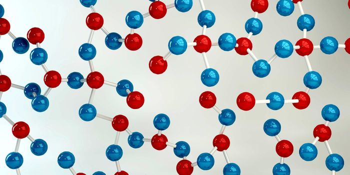 Molecules Background in Blue and Red as a Science Concept