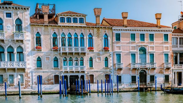 Beautiful venetian street in summer day, Italy. Venice Europe