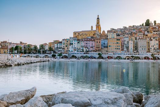 Menton France,Cote d Azur France, View on old part of Menton, Provence-Alpes-Cote d'Azur, France Europe